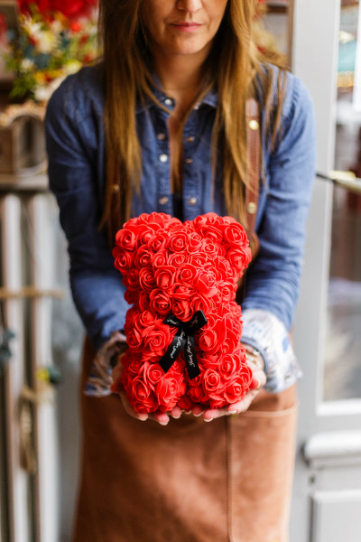 Ours « Coeur Passion » en roses