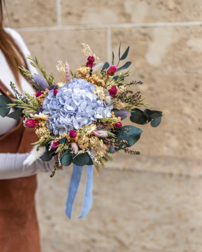 Lady Blue – Bouquet romantique en fleurs séchées
