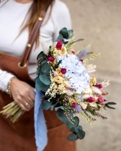 Lady Blue – Bouquet romantique en fleurs séchées