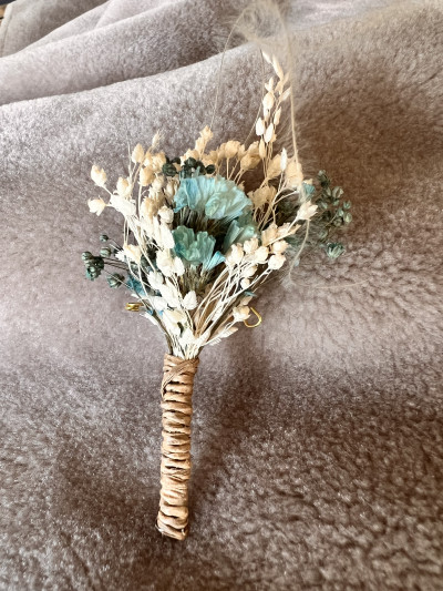 Boutonnière de Marié Turquoise